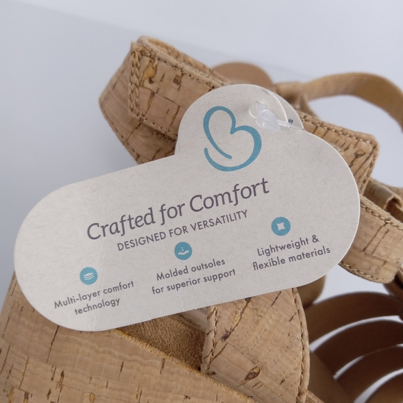 Baretraps Nickie Wedge Sandal Womens 9.5 Cork Hook And Loop Ankle Strap Comfort - Picture 8 of 10